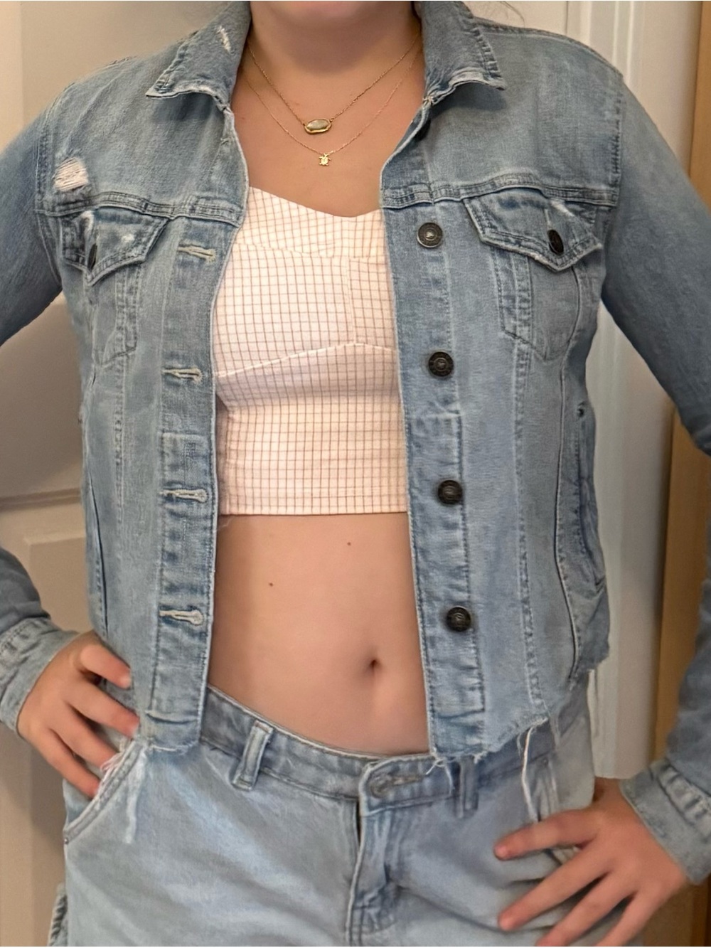 Sam Edelman Light Blue Cropped Denim Jacket